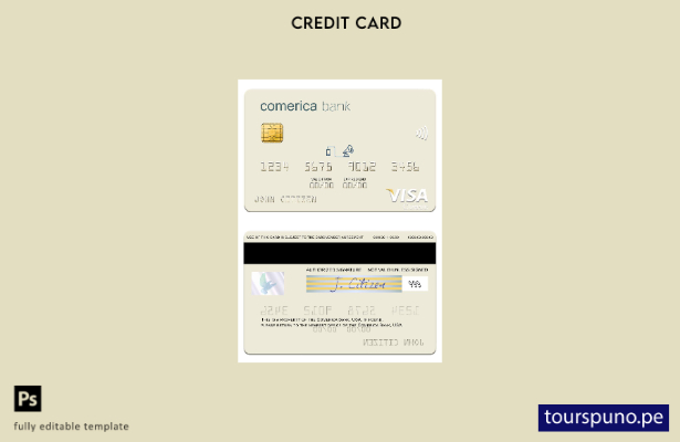 lista para imprimir plantilla de tarjeta visa de USA Comerica Bank